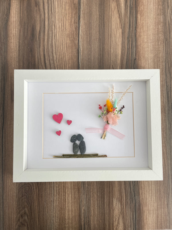 Steinbild mit Trockenblumen - www.Flower-Passion.com