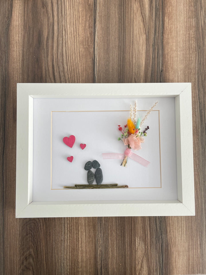 Steinbild mit Trockenblumen - www.Flower-Passion.com