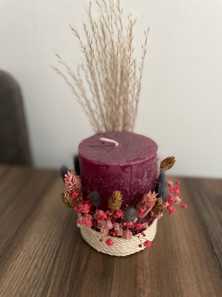 "Alicia" Dekokerze mit Trockenblumen - www.Flower-Passion.com