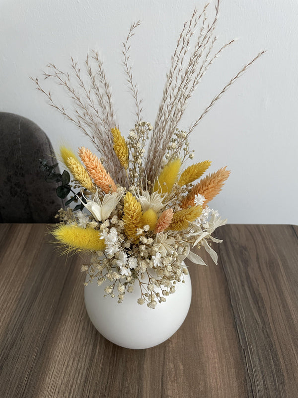 Sommerlicher "Lana" Mini-Trockenblumen Sträußchen mit Vase - www.Flower-Passion.com