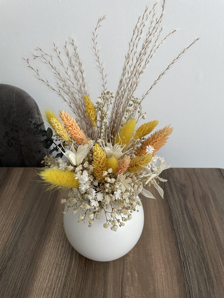 Sommerlicher "Lana" Mini-Trockenblumen Sträußchen mit Vase - www.Flower-Passion.com