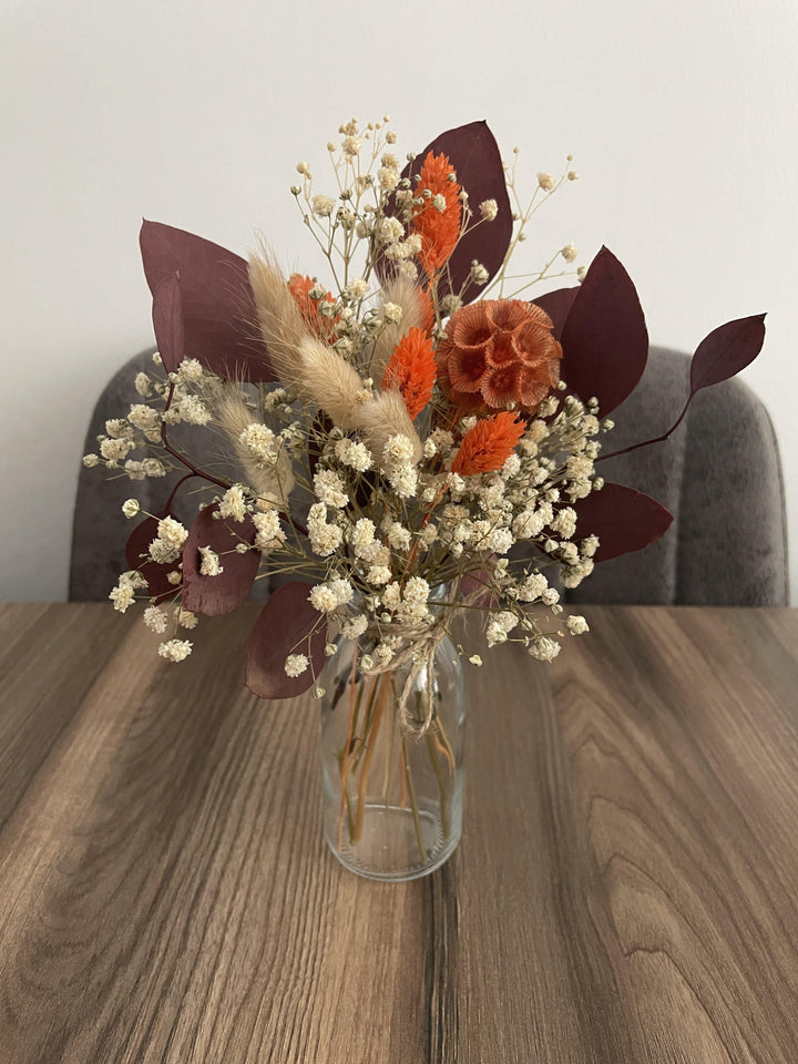 Mini-Herbst Trockenblumen Sträußchen mit Vase - www.Flower-Passion.com