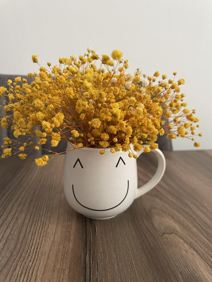 Happy Smile Tasse mit Schleierkraut in verschiedenen Farben - www.Flower-Passion.com